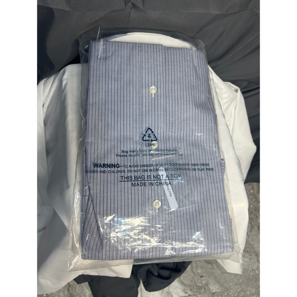 Paul Frederick Mens Classic Fit Shirt Long Sleeve Button Up Blue PinStripe NIP - Picture 6 of 6